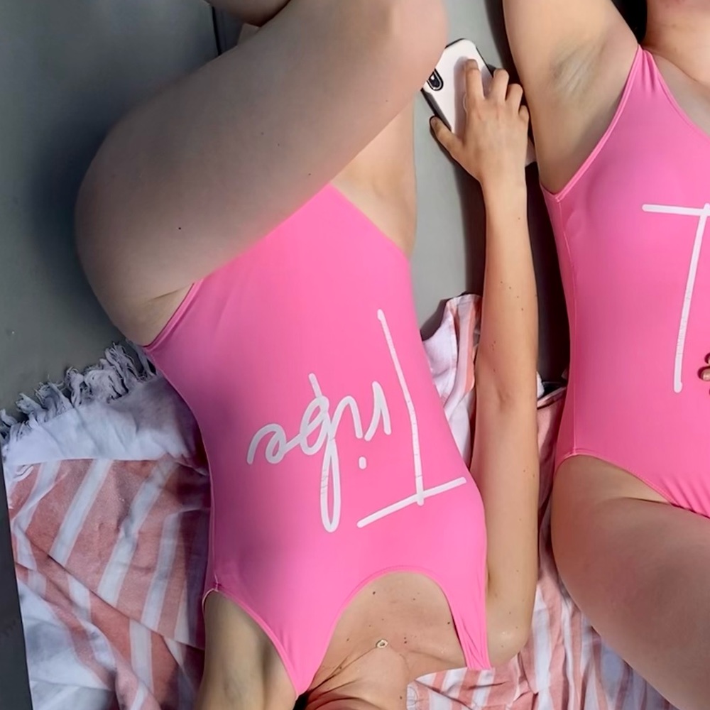 Pink bathing suit for Bachelorette party